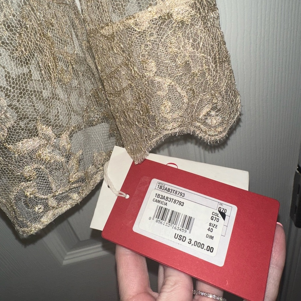 NWT VALENTINO gold lace blouse size 40 small - Picture 7 of 7